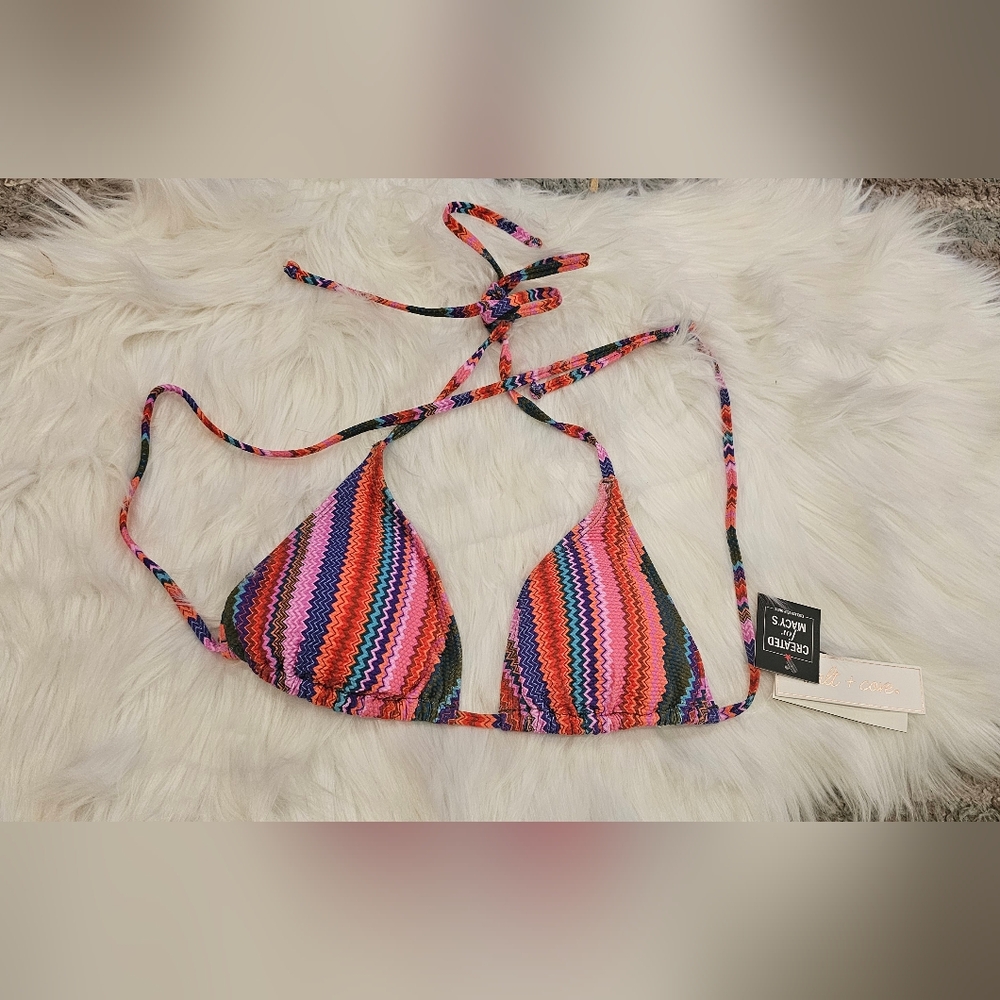 Salt + Cove Juniors' Ziggy Pop Triangle Bikini Top - Multi, S & L - Picture 3 of 6